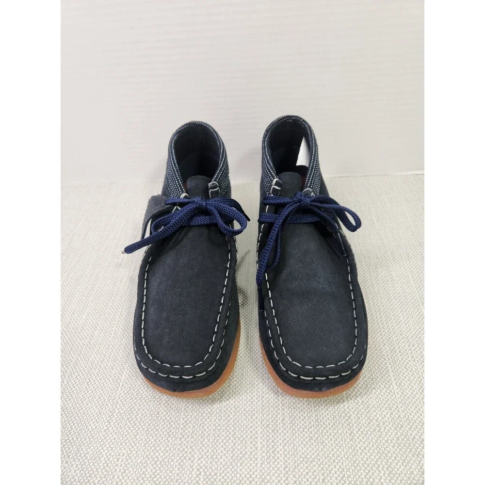 Clarks Originals Blue Marine Wallabee Boots Navy Suede Leather Kids Wide